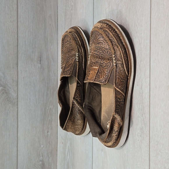 Ariat Womens Leather Cruiser boat  Western Cowboy Loafer Slip on shoes sz 10 - Picture 3 of 12